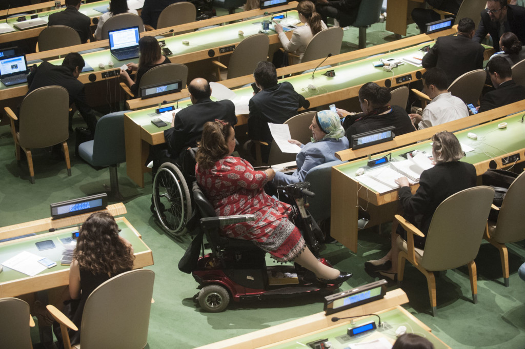 Participants of the tenth session of the Conference of States Parties to the Convention on the Rights of Persons with Disabilities, at the opening of the session. UN Photo/Kim Haughton 