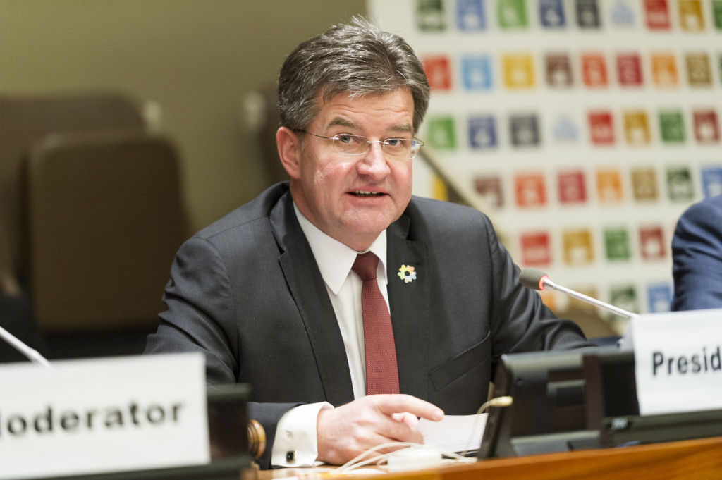 Miroslav Lajčák, President of the seventy-second session of the General Assembly, makes remarks during the special event on "Transformation towards sustainable and resilient society for all"